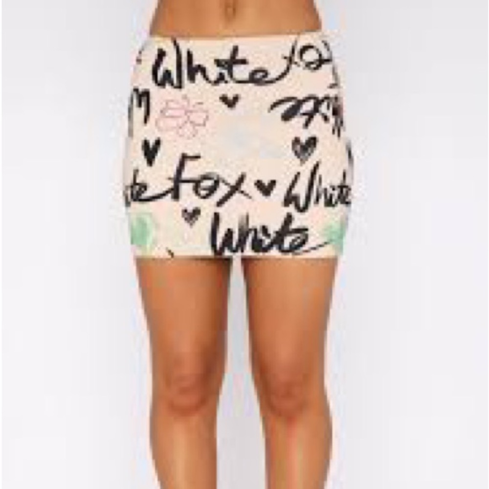 Brand new -back it up white fox mini skirt